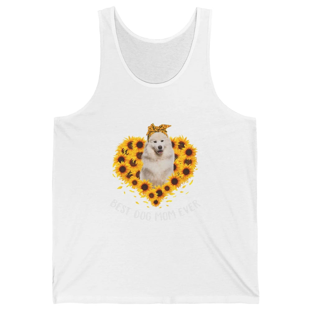Retro Best Samoyed Dog Mom Ever Mother Puppy Sunflower Heart Unisex Jersey Tank