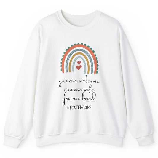 Rainbow Heart You Are Safe Loved Be The Village Foster Care Unisex Crewneck Sweatshirt