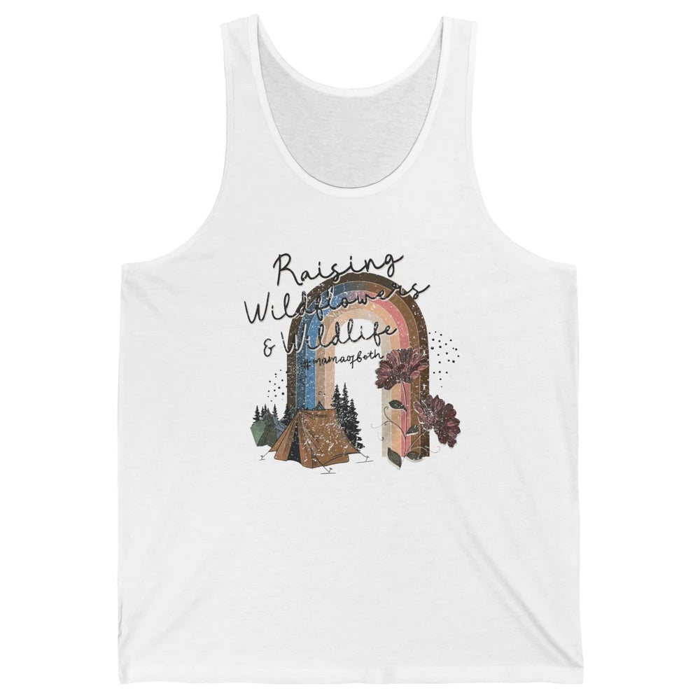 Raising Wildflowers & Wildlife Mama Of Both Retro Boho Mama Unisex Jersey Tank