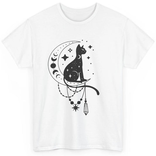 Retro Halloween Gothic Cat Witch The Moon Tarot Witchcraft Classic Unisex T-Shirt