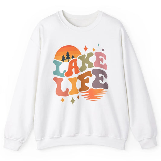 Retro Lake Life Vintage Lake Sunrise Boating Summer Trip Unisex Crewneck Sweatshirt