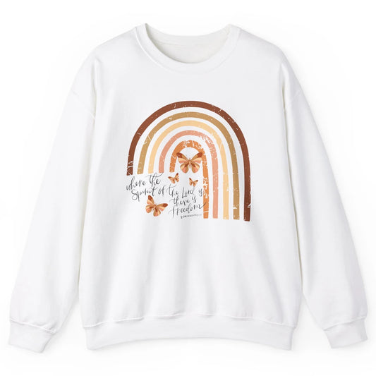 Retro Rainbow Christian Where Spirit Of The Lord Is Bible Unisex Crewneck Sweatshirt