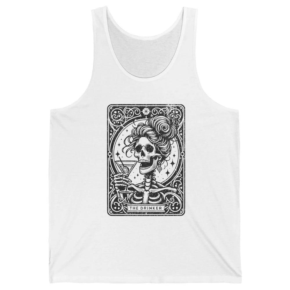 Skeleton The Drinker Tarot Card Halloween Drunk Mom Drinking Unisex Jersey Tank