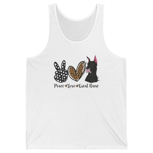 Peace Love Great Dane Dog Mom Dad Great Dane Lovers Leopard Unisex Jersey Tank