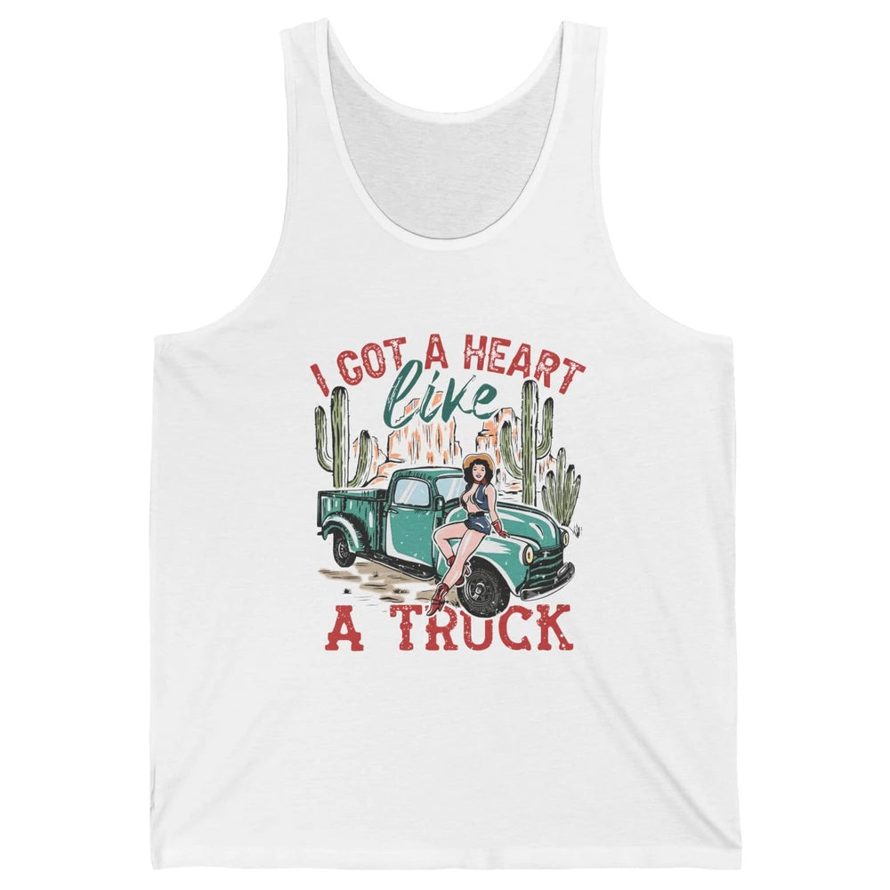 Retro Desert Cowgirl Got A Heart Like Truck Western Country Unisex Jersey Tank