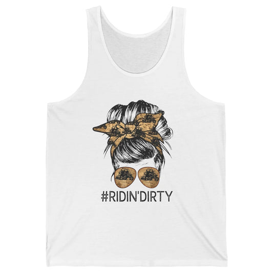 Messy Hair Woman Glasses Riding Dirty ATV SXS Rider Offroad Unisex Jersey Tank