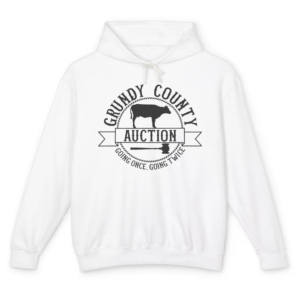 Retro Cow Cattle Grundy County Auction Western Country Farm Unisex Lightweight Hoodie