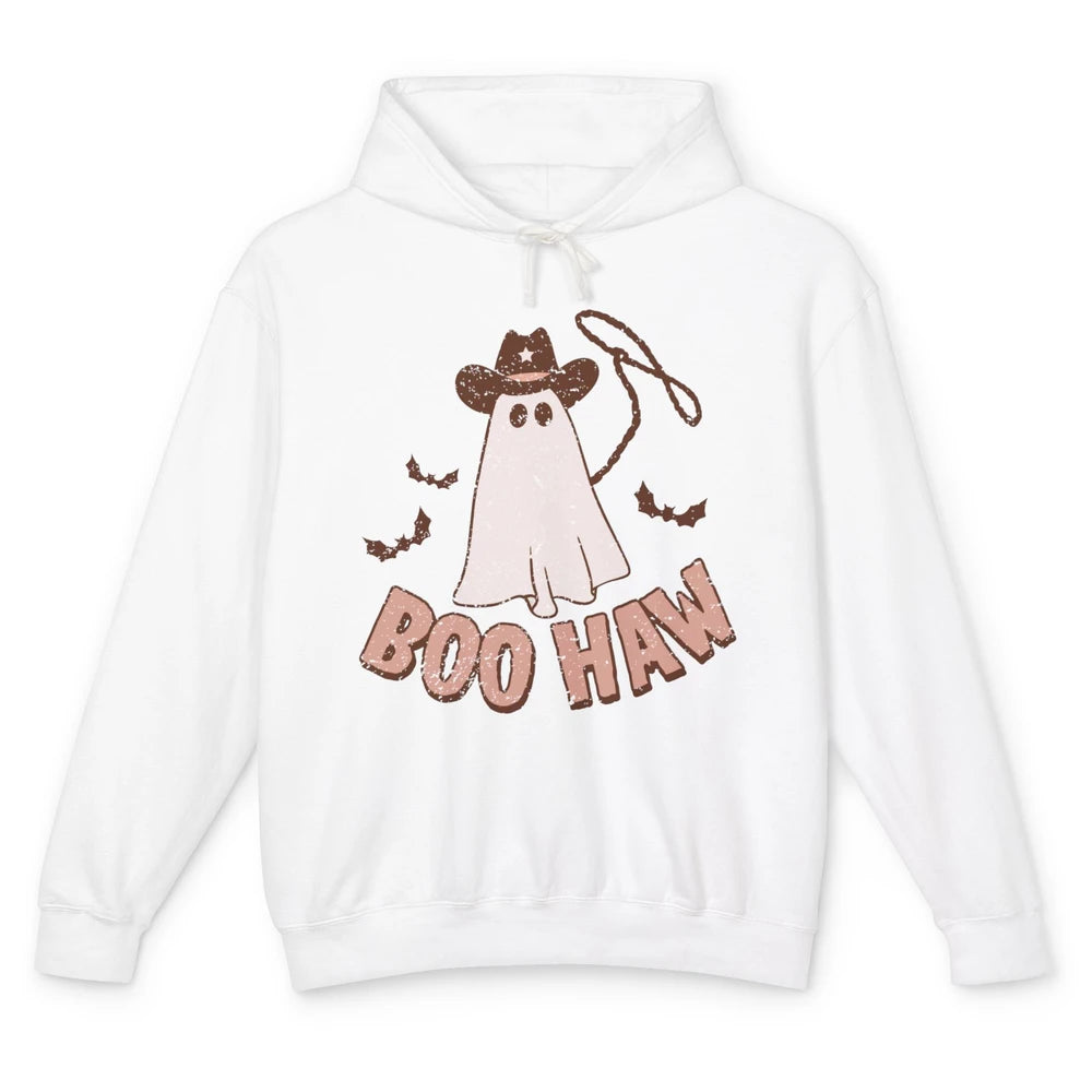 Retro Cowboo Boo Haw Ghost Fall Spooky Season Western Cowboy Unisex Lightweight Hoodie