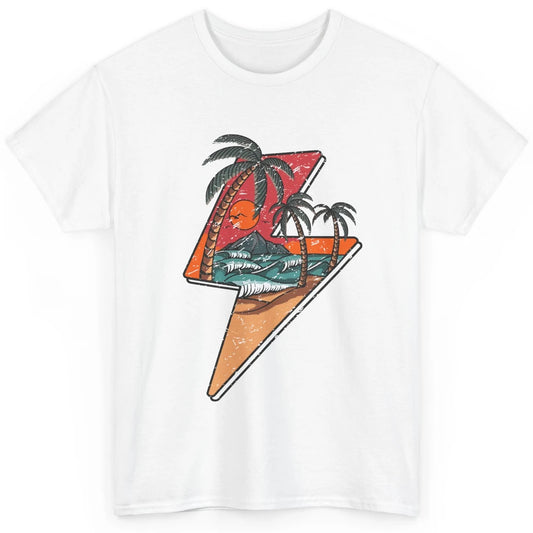 Retro Palms Beach Sunset Lightning Bolt Summer Paradise Classic Unisex T-Shirt