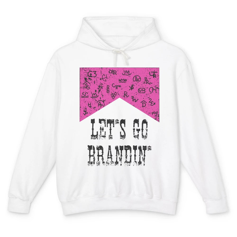 Retro Cowboy Hat Let's Go Brandin' Western Country Symbols Unisex Lightweight Hoodie