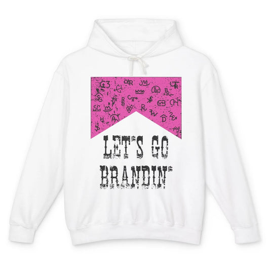 Retro Cowboy Hat Let's Go Brandin' Western Country Symbols Unisex Lightweight Hoodie