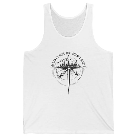 Outdoor Hiking Always Take Scenic Route Hiker Vintage Camp Unisex Jersey Tank