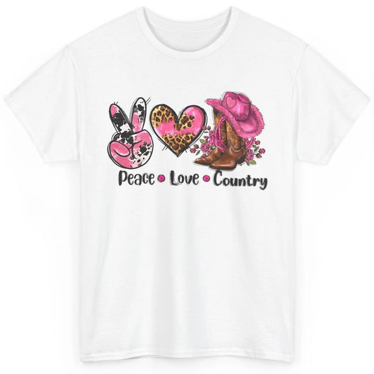 Retro Cowgirl Boots Hat Peace Love Country Western Country Classic Unisex T-Shirt