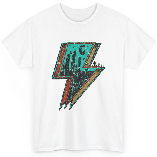 Retro Desert Cactus Night Turquoise Lightning Bolt Western Classic Unisex T-Shirt