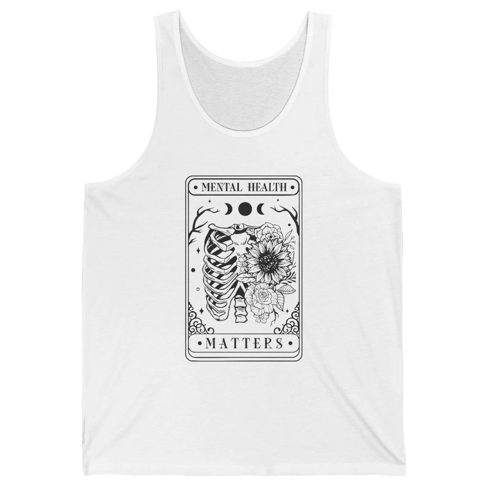 Floral Rib Cage Mental Health Matters Tarot Card Halloween Unisex Jersey Tank
