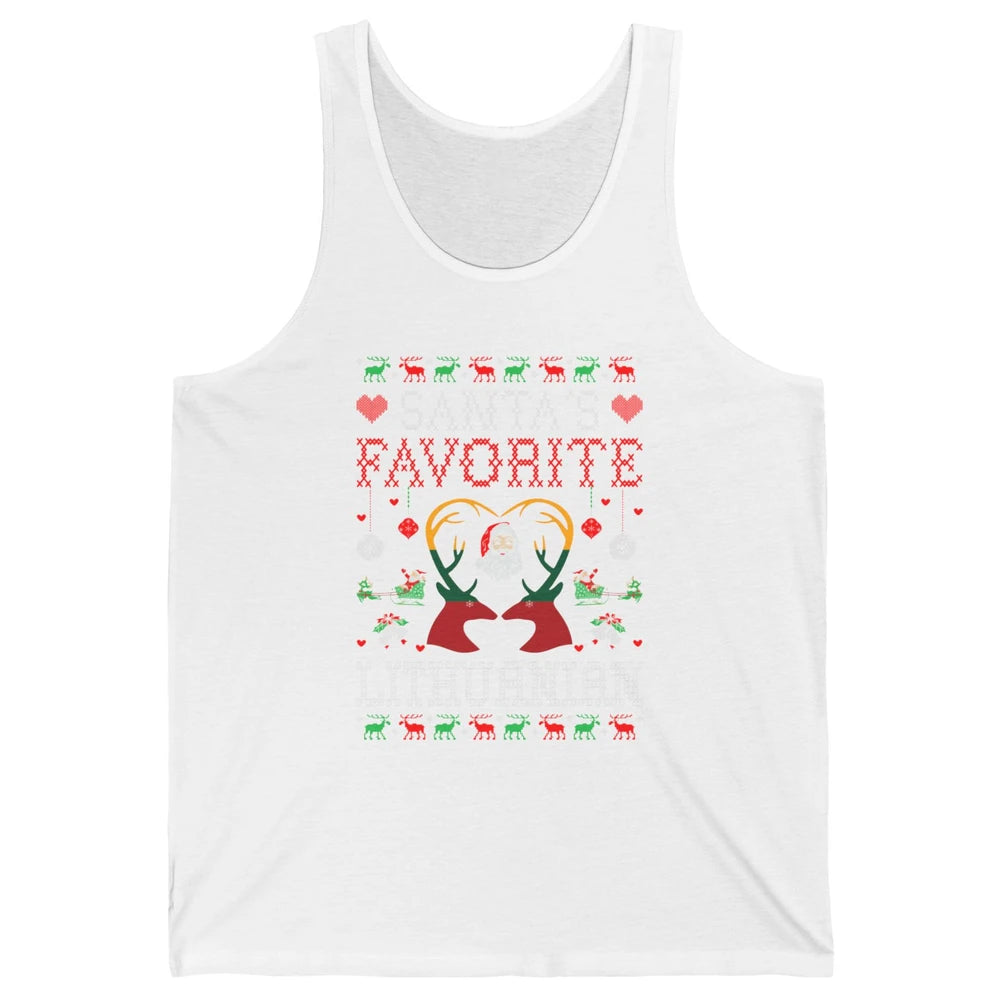 Merry Christmas Santa Favorite Lithuanian Xmas Ugly Santa Unisex Jersey Tank