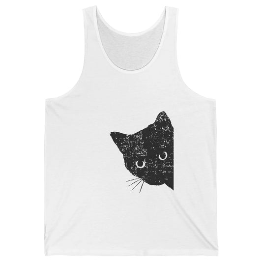 Funny Retro Black Cat Peeking Ew People Anti Social Cat Unisex Jersey Tank