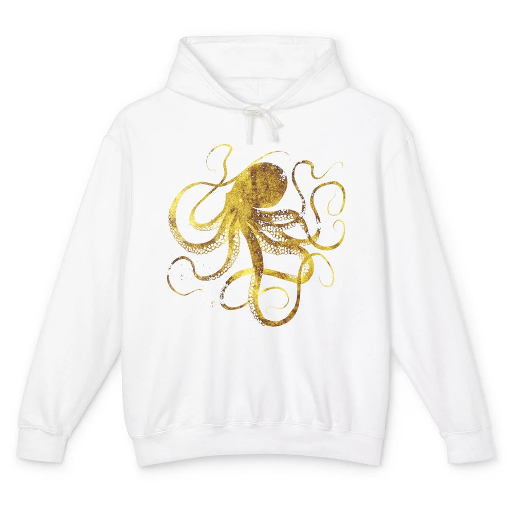 Octopus Japanese Calligraphy Gyotaku Traditional Art Print Unisex Lightweight Hoodie