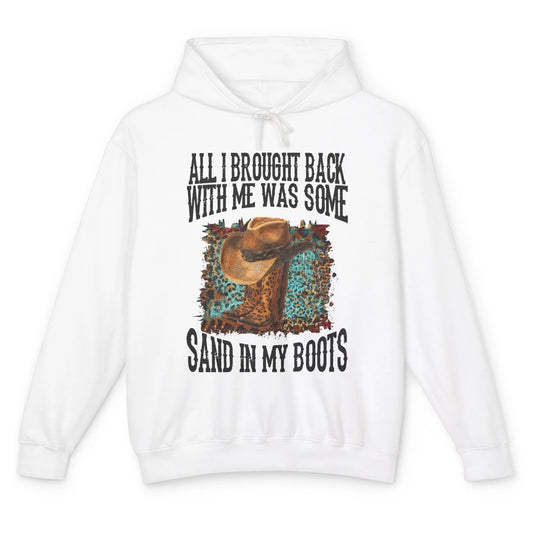 Retro Leopard Sand In My Boots Western Cowgirl Cowboy Hat Unisex Lightweight Hoodie
