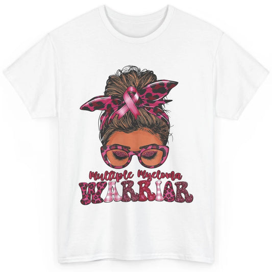 Multiple Myeloma Cancer Warrior Leopard Messy Hair Bun Woman Classic Unisex T-Shirt