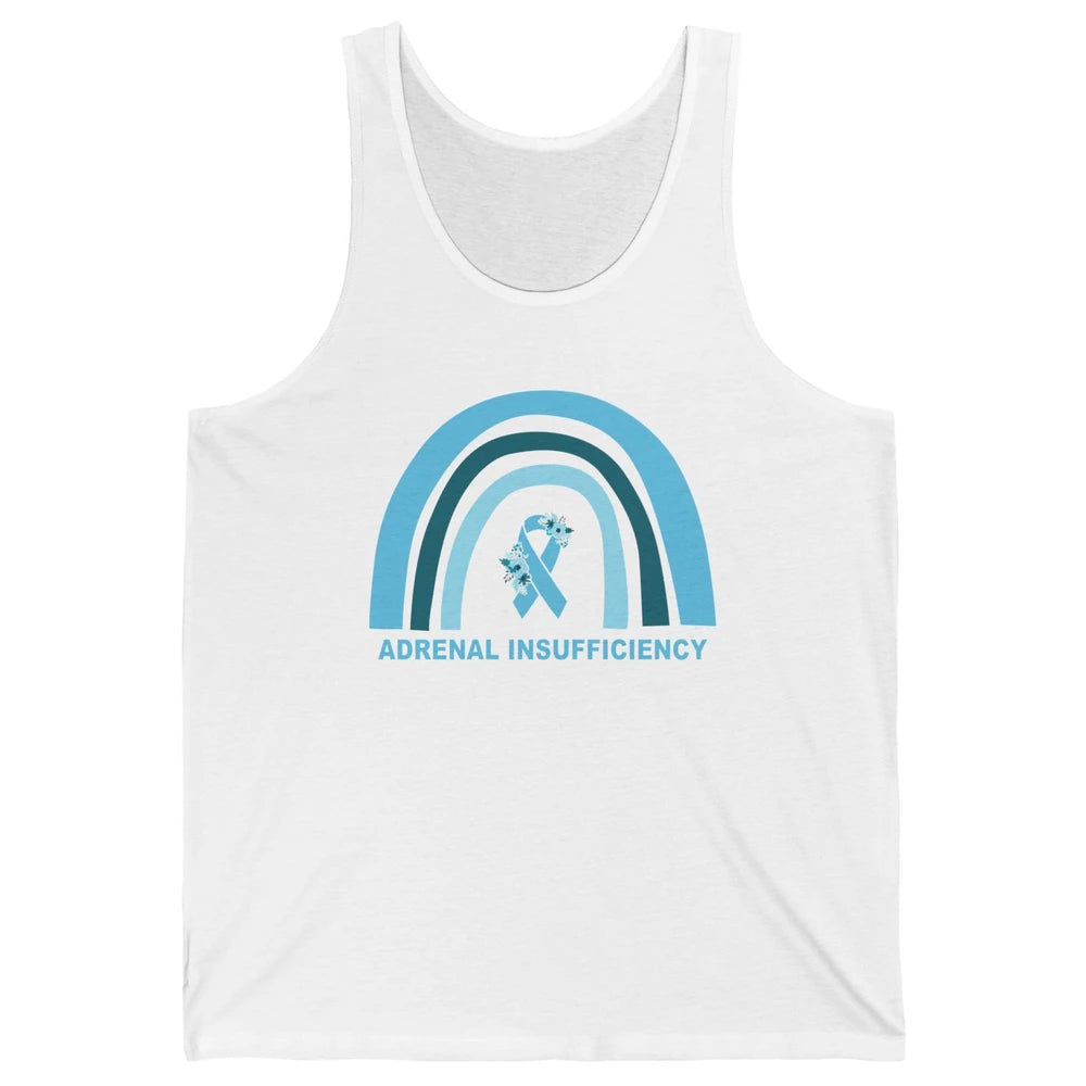 Adrenal Insufficiency Awareness Floral Blue Ribbon Rainbow Unisex Jersey Tank