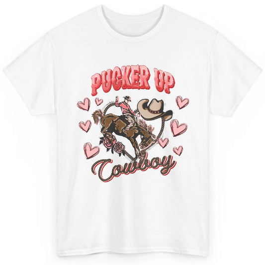 Retro Cowboy Horsing Pucker Up Cowboy Western Valentines Day Classic Unisex T-Shirt