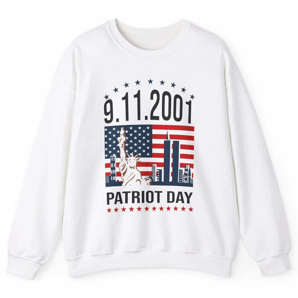 Never Forget 9-11-2001 American Flag Patriotic Memorial Day Unisex Crewneck Sweatshirt
