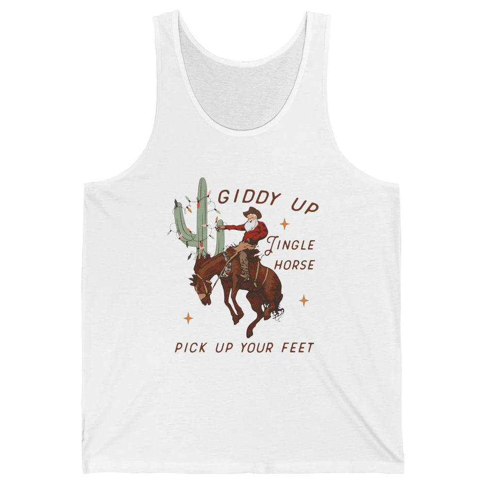 Cowboy Santa Horsing Giddy Up Jingle Horse Christmas Cactus Unisex Jersey Tank
