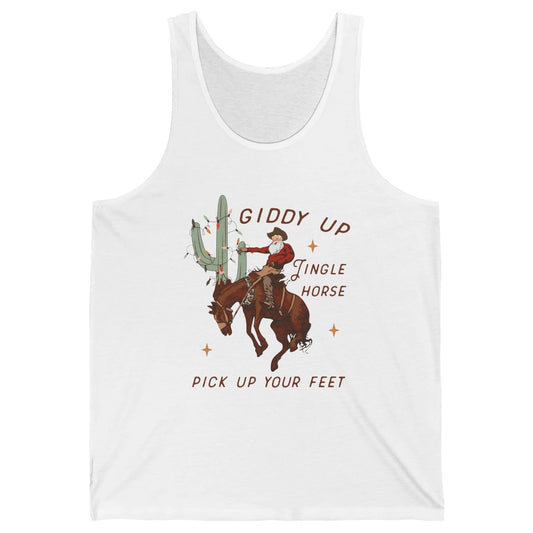 Cowboy Santa Horsing Giddy Up Jingle Horse Christmas Cactus Unisex Jersey Tank