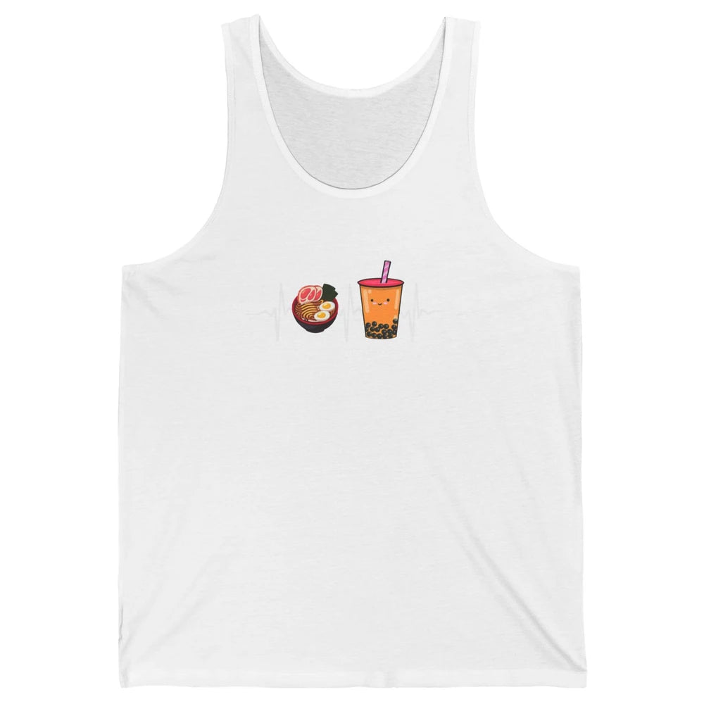 Ramen And Bubble Tea Lovers Heartbeat Japanese Food Kawaii Unisex Jersey Tank