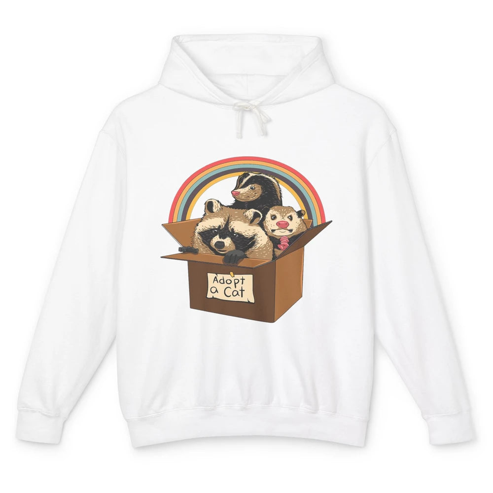 Retro Adopt A Cat Raccoon Panda Skunk Possum Adoption Street Unisex Lightweight Hoodie