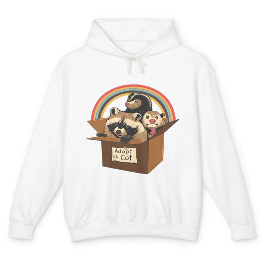 Retro Adopt A Cat Raccoon Panda Skunk Possum Adoption Street Unisex Lightweight Hoodie