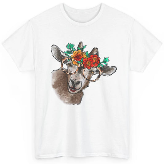 Retro Goat Glasses Flower Goat Girl Goat Lovers Gift Classic Unisex T-Shirt