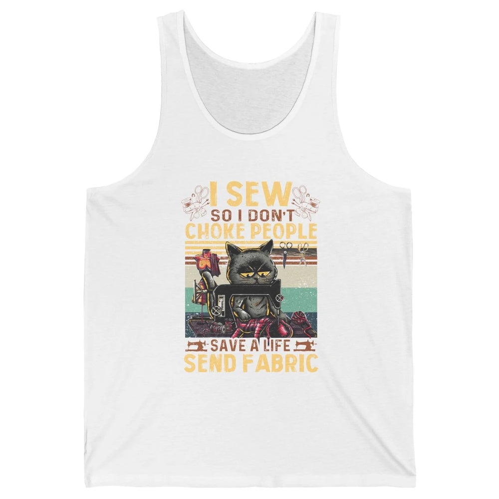 Retro Black Cat I Sew So I Dont Choke People Sewing Quilting Unisex Jersey Tank