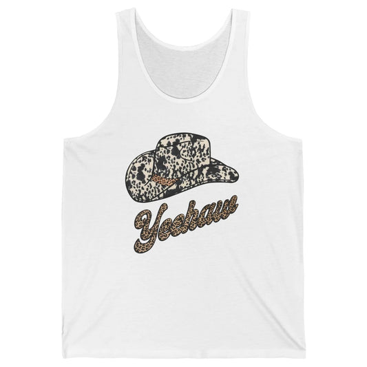 Retro Cowboy Yeehaw Leopard Howdy Hat Western Cowgirls Gift Unisex Jersey Tank