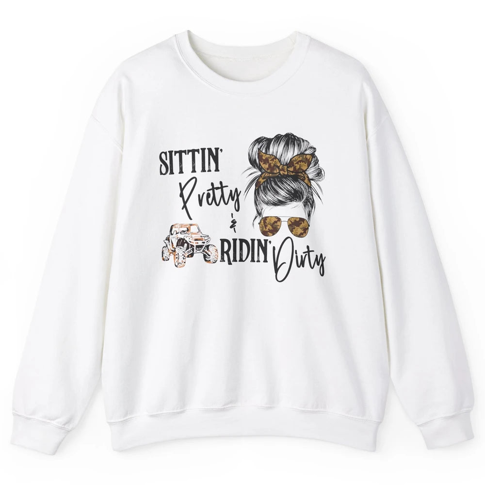 Mud Riding ATV Messy Bun Ride RZR SXS Life Country Girls Unisex Crewneck Sweatshirt