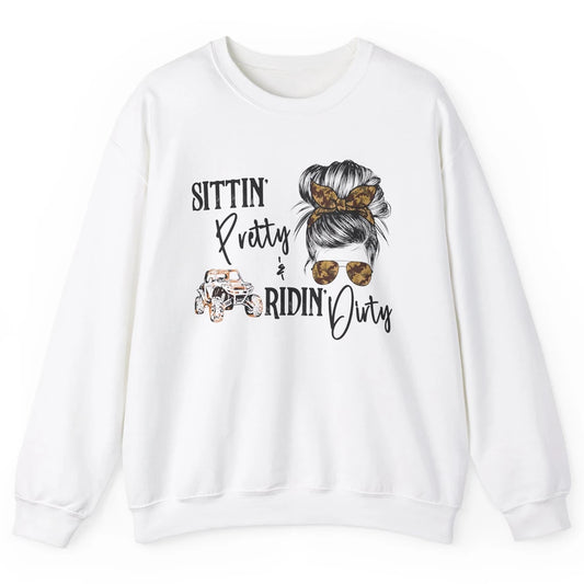 Mud Riding ATV Messy Bun Ride RZR SXS Life Country Girls Unisex Crewneck Sweatshirt