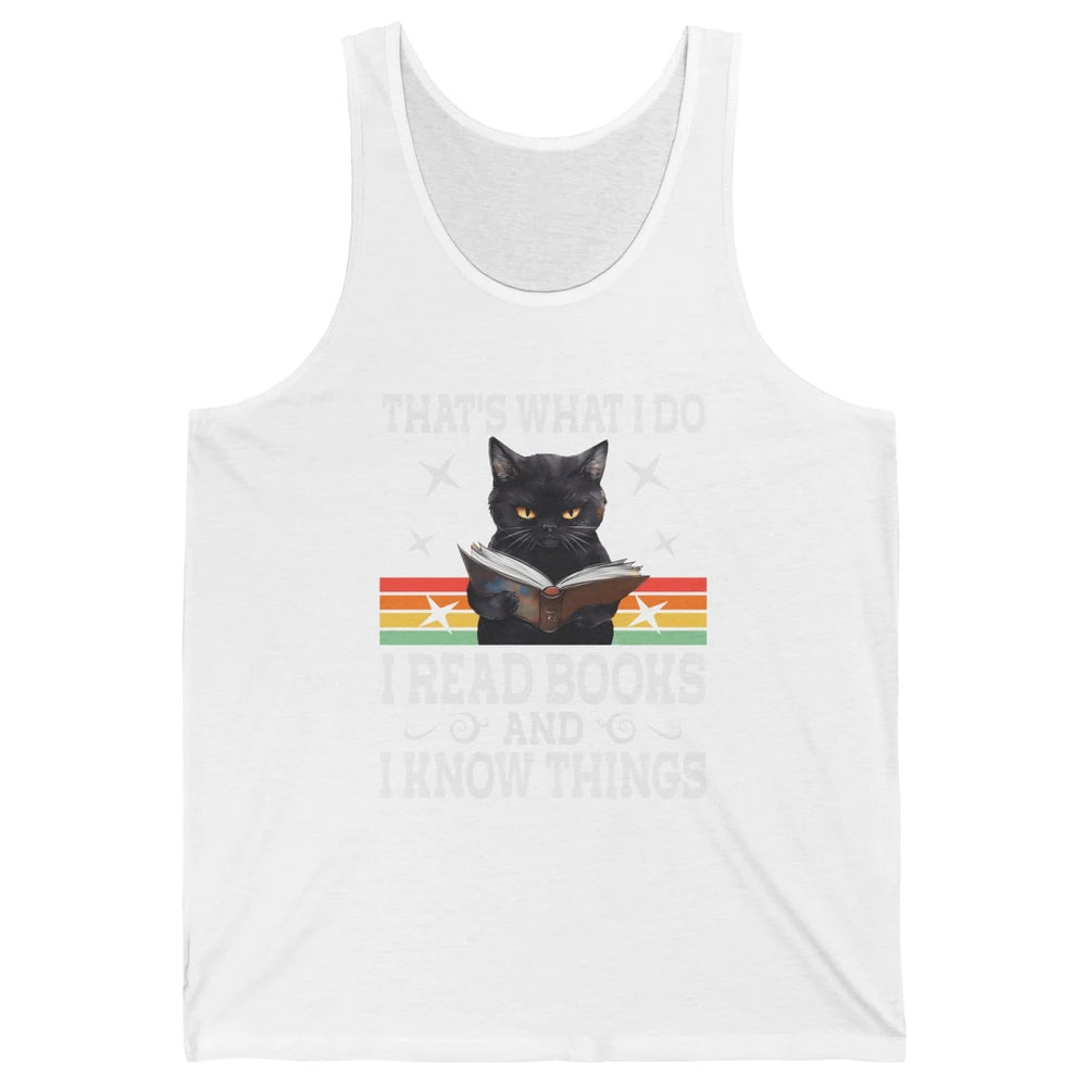 Retro Cat Books The Reader Black Cat Reading Books Bookish Bookworm Kitten Unisex Jersey Tank