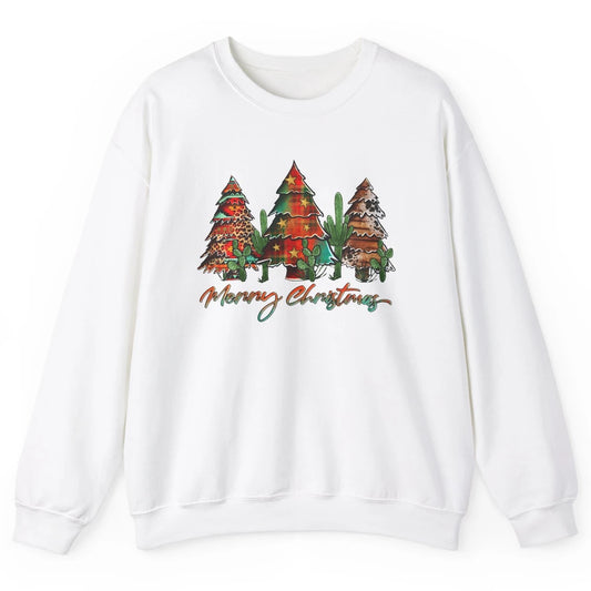 Merry Christmas Tree Western Christmas Desert Cactus Leopard Unisex Crewneck Sweatshirt