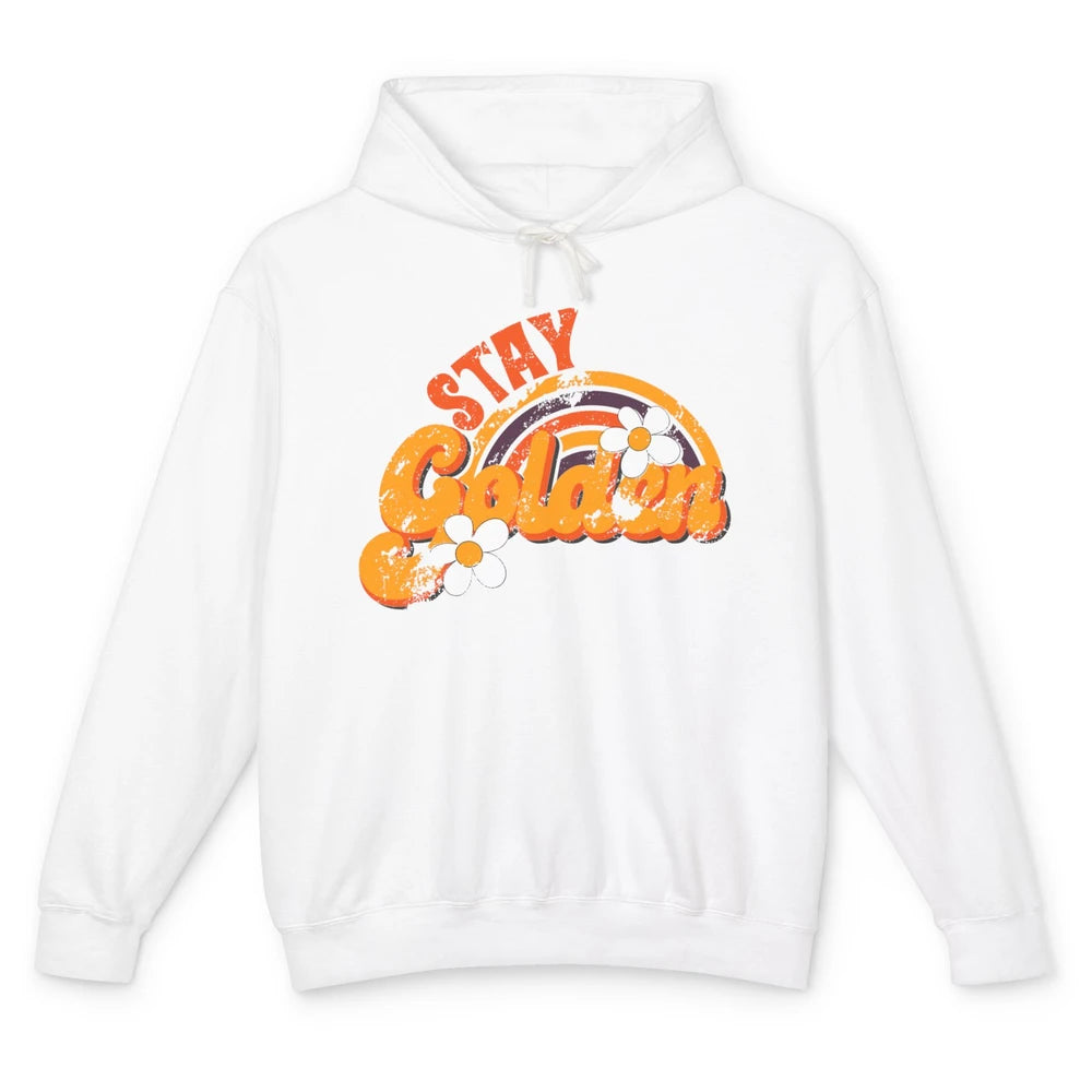 Retro Daisy Rainbow Stay Golden Summer Vintage Positive Life Unisex Lightweight Hoodie