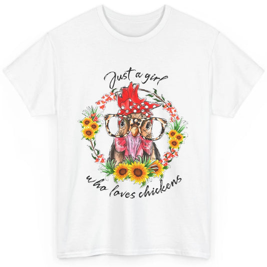 Retro Just Girl Loves Chickens Flower Chicken Farm Animal Classic Unisex T-Shirt