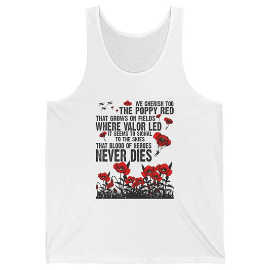 Memorial Day We Cherish Too The Poppy Red US Veteran Unisex Jersey Tank