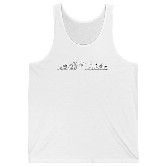 Plant Cat Lady Aesthetic Minimalist Botanical Kitten Flowers Unisex Jersey Tank