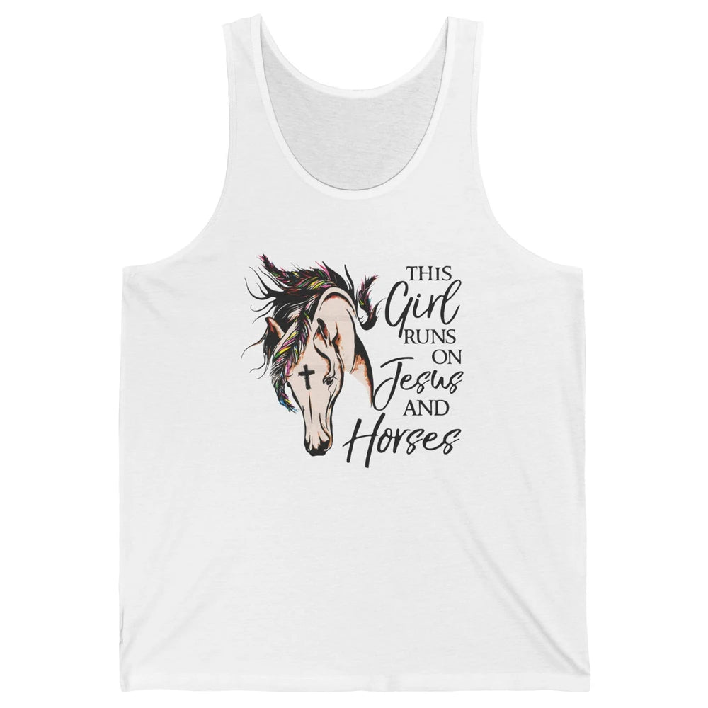 Christian This Girl Runs On Jesus And Horses Western Cowgirl Unisex Jersey Tank