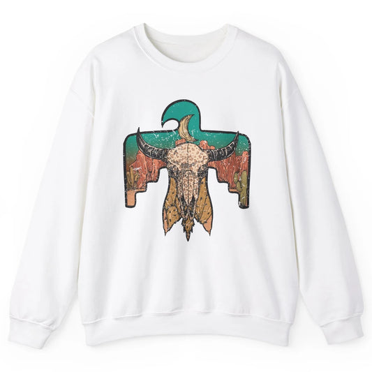 Retro Boho Bull Skull Desert Cactus Eagle Western Country Unisex Crewneck Sweatshirt