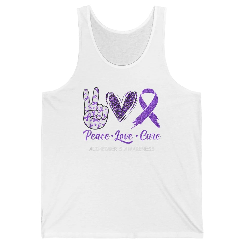 Peace Love Cure Purple Ribbon Alzheimer Disease Awareness Unisex Jersey Tank