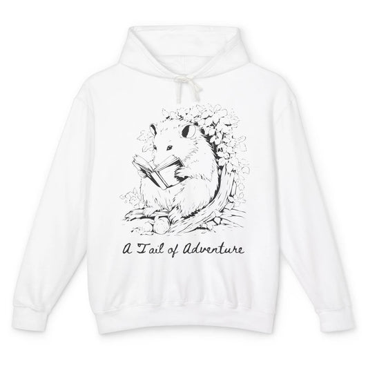 Opossum Reading Books Cute Possum Cat Lovers Team Trash Unisex Lightweight Hoodie