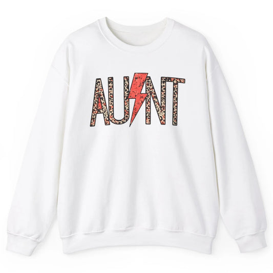 Retro Leopard Aunt Lightning Bolt Western Country Auntie Unisex Crewneck Sweatshirt