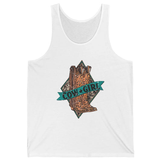 Retro Leopard Cowgirl Boots Western Country Cowboy Rodeo Dad Unisex Jersey Tank