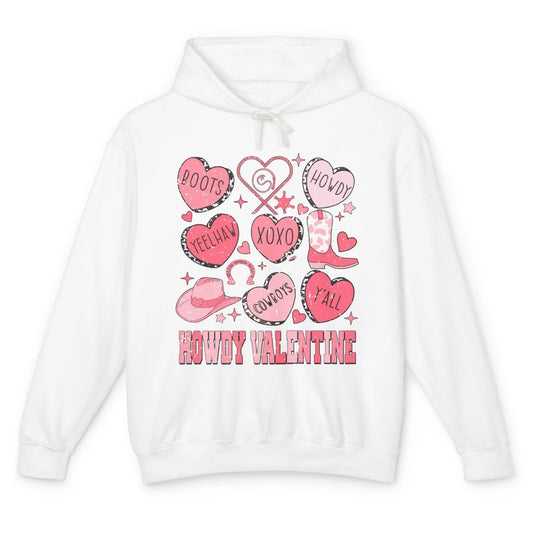 Retro Candy Heart Howdy Valentine Cowgirl Western Country Unisex Lightweight Hoodie